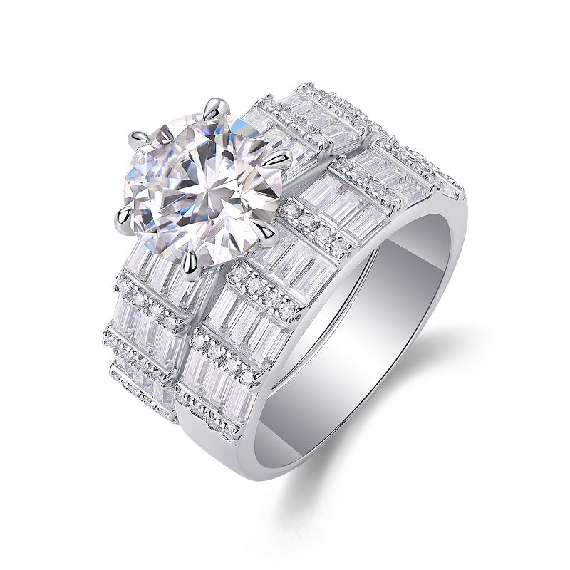 Vanilla Moissanite Jewelry Set In S925 Silver With Platinum Plating
