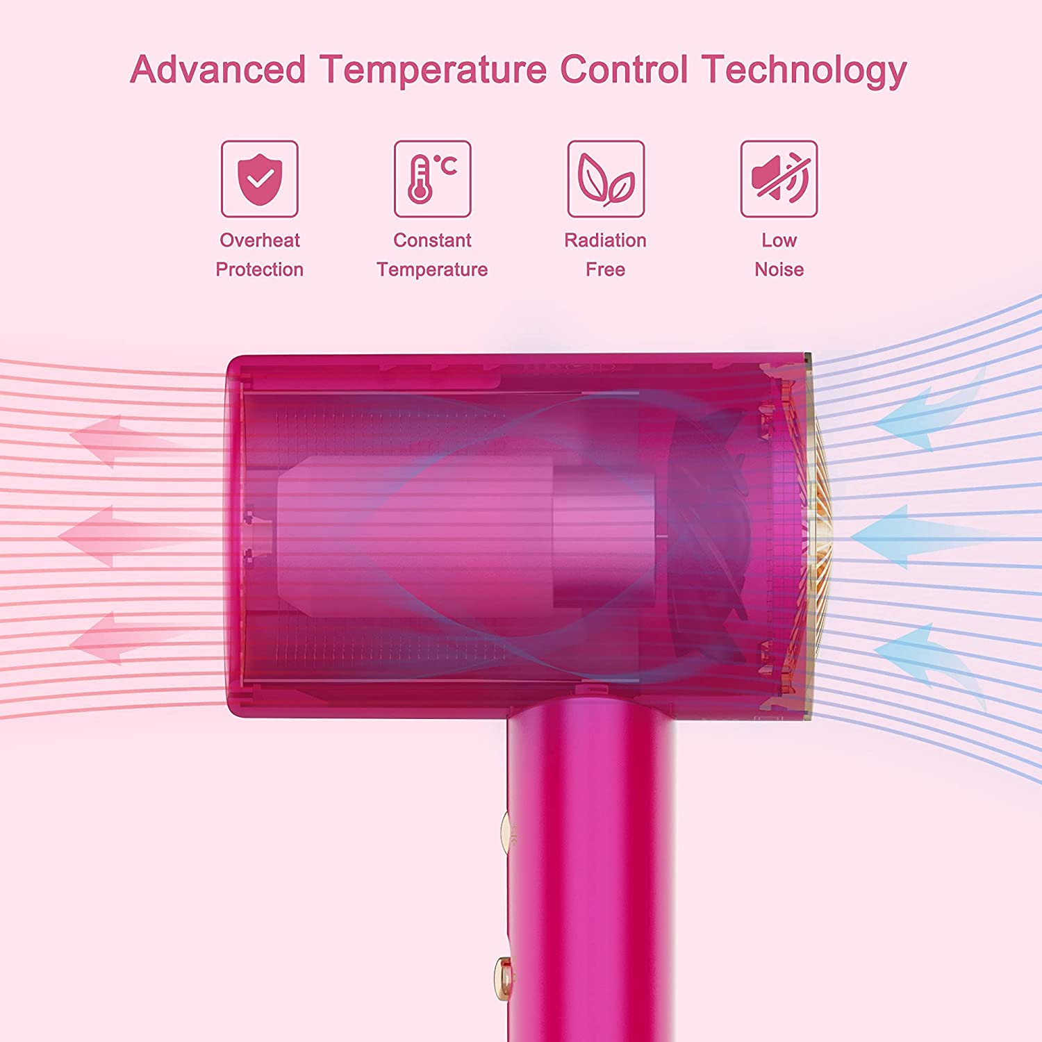 Water Ionic Hair Dryer 1800W With Magnetic Nozzle 2 Speed 3 Heat Travel