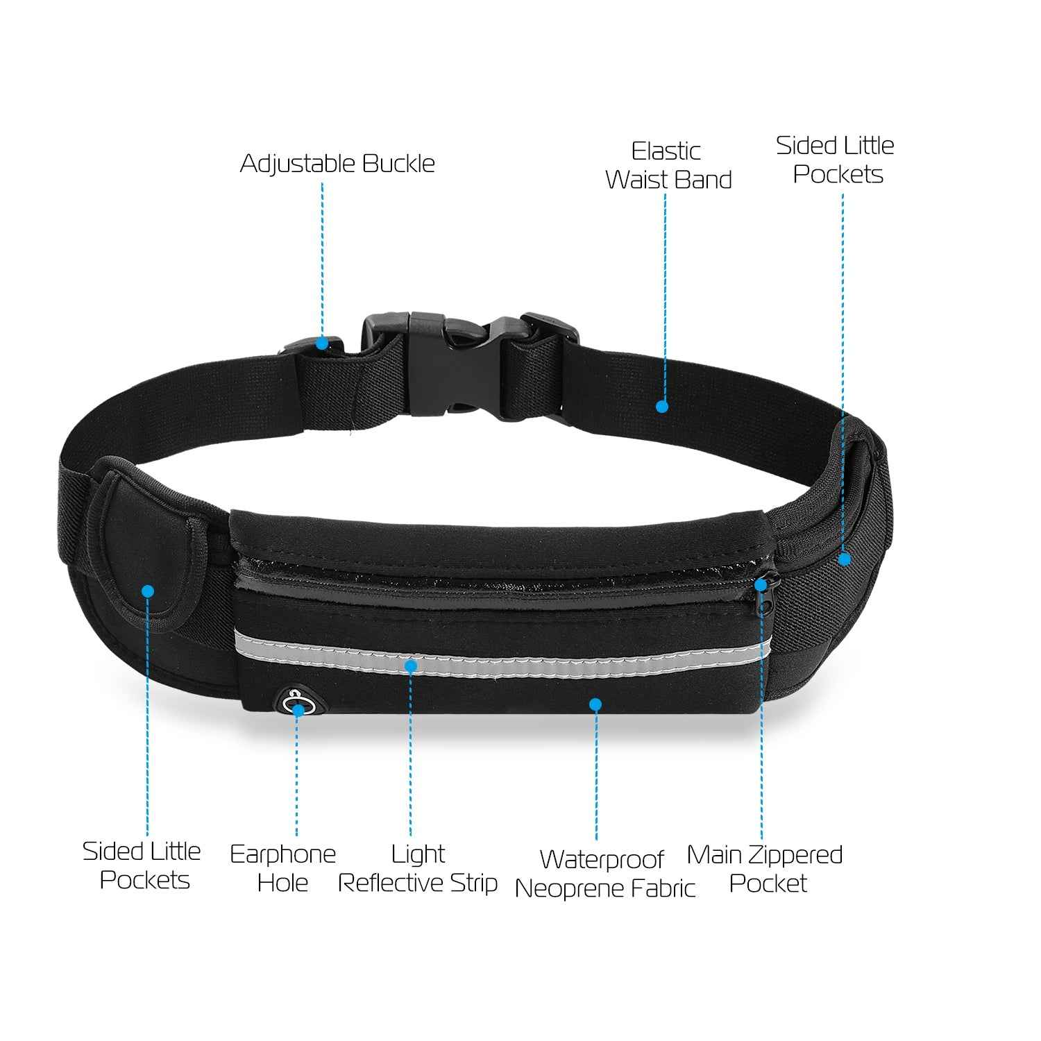 1Pc Sports Waist Bag Running Belt Pack Waterproof Adjustable Waist Pouch