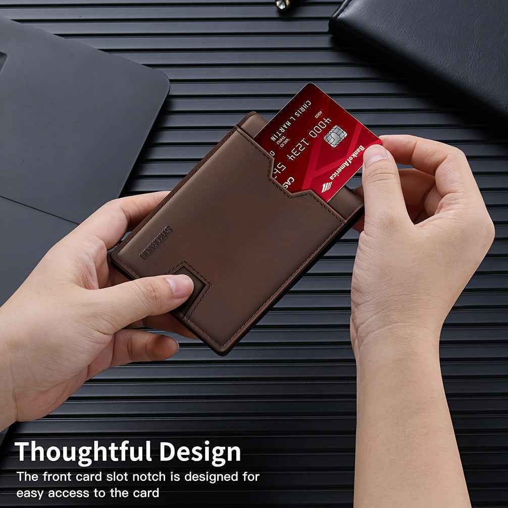 Genuine Leather Bifold Wallet Men, RFID Shielding Wallet Front Pocket Wallet, Suitable For Son And Daughter To Send Daddy's Wallet
