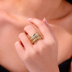 Starlight Golden Melody Ring Set S925 Silver And Gold-Plated Moissanite