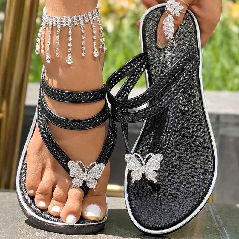 Floral Pattern Flip Flops Comfortable Casual Summer Beach Slippers