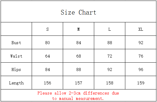 Size chart for Women Sexy Off Shoulder Sleeveless Black&White Elegant Bodycon Dress with measurements for S, M, L, and XL.