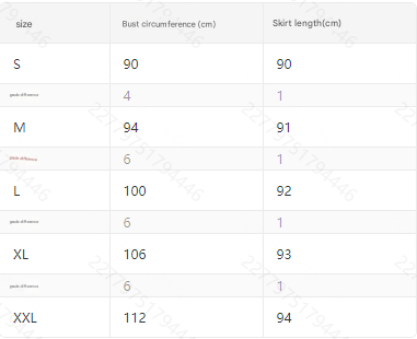 Size chart showing bust circumference and skirt length for Spring And Summer New Round Neck T-shirt, Lace Lace Casual Off-the-shoulder Short Sleeve Long T-shirt.