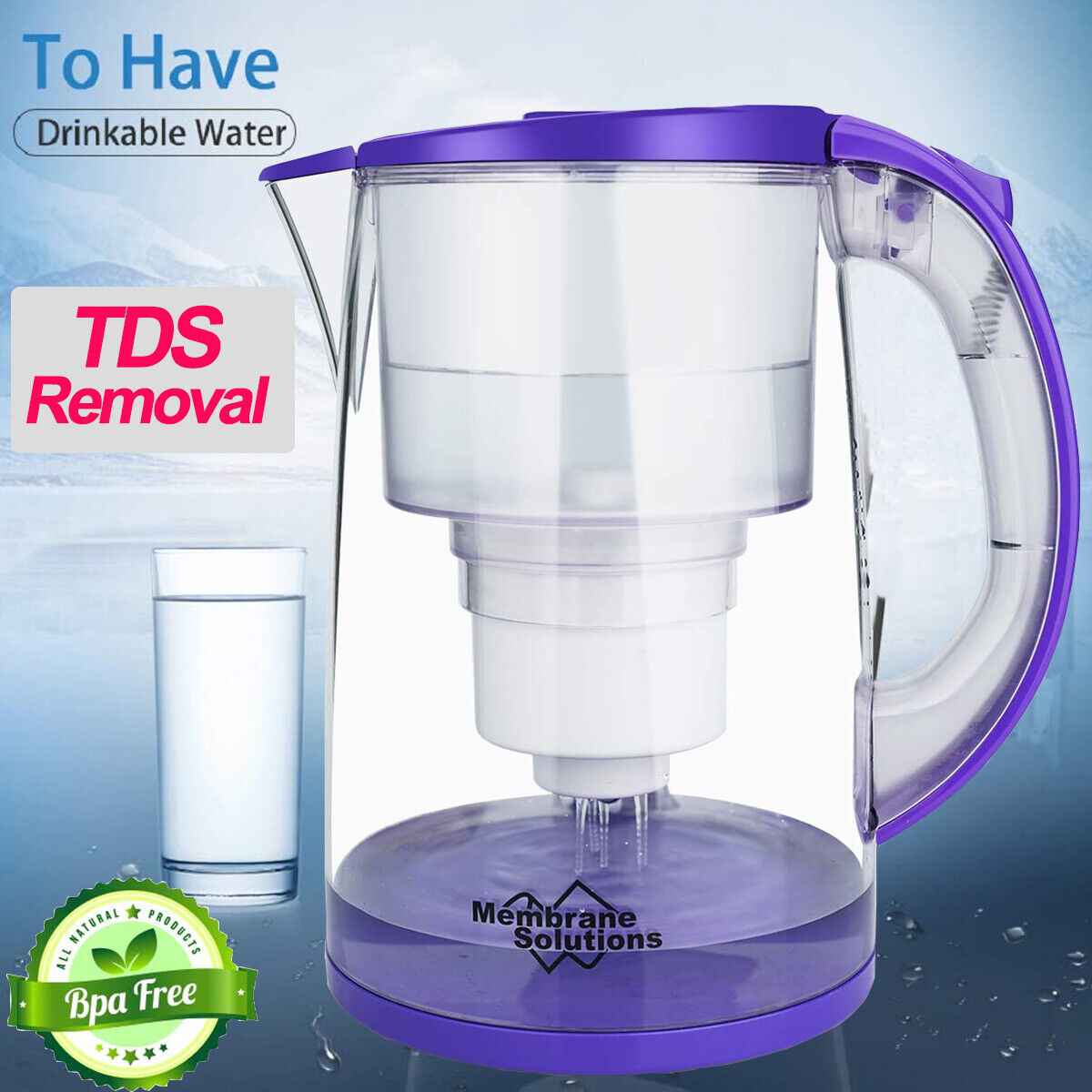 Simpure 3.5L Water Filter Pitcher Jug Hard Water Better Drinking Filtration DP05 Main image