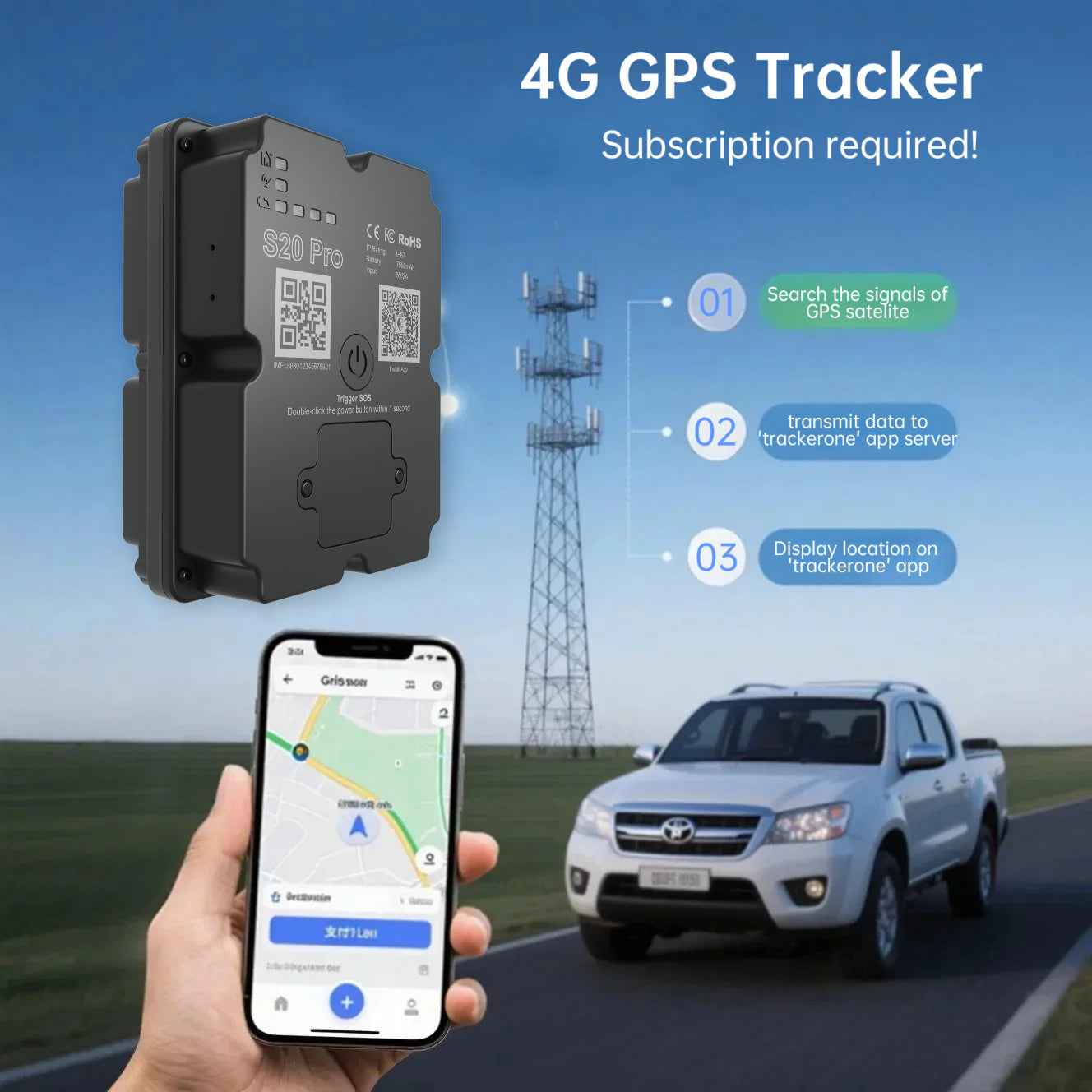 Long Battery 4G GPS Vehicle Tracker Up To 30 Days Standby Secondary image