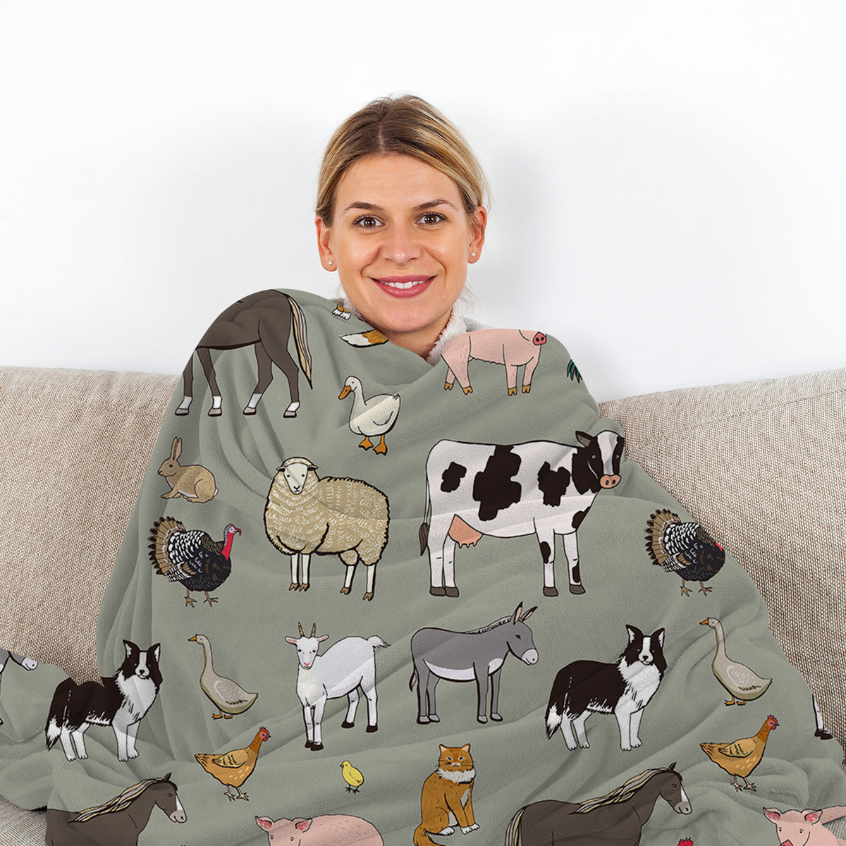 Various Animals Blanket Soft Pig Horse Durable Comfortable Blanket Women Birthday Gift Home Decoration Sofa Couch Office Bed Camping Travel 75x100cm 130x150cm 150x200cm
