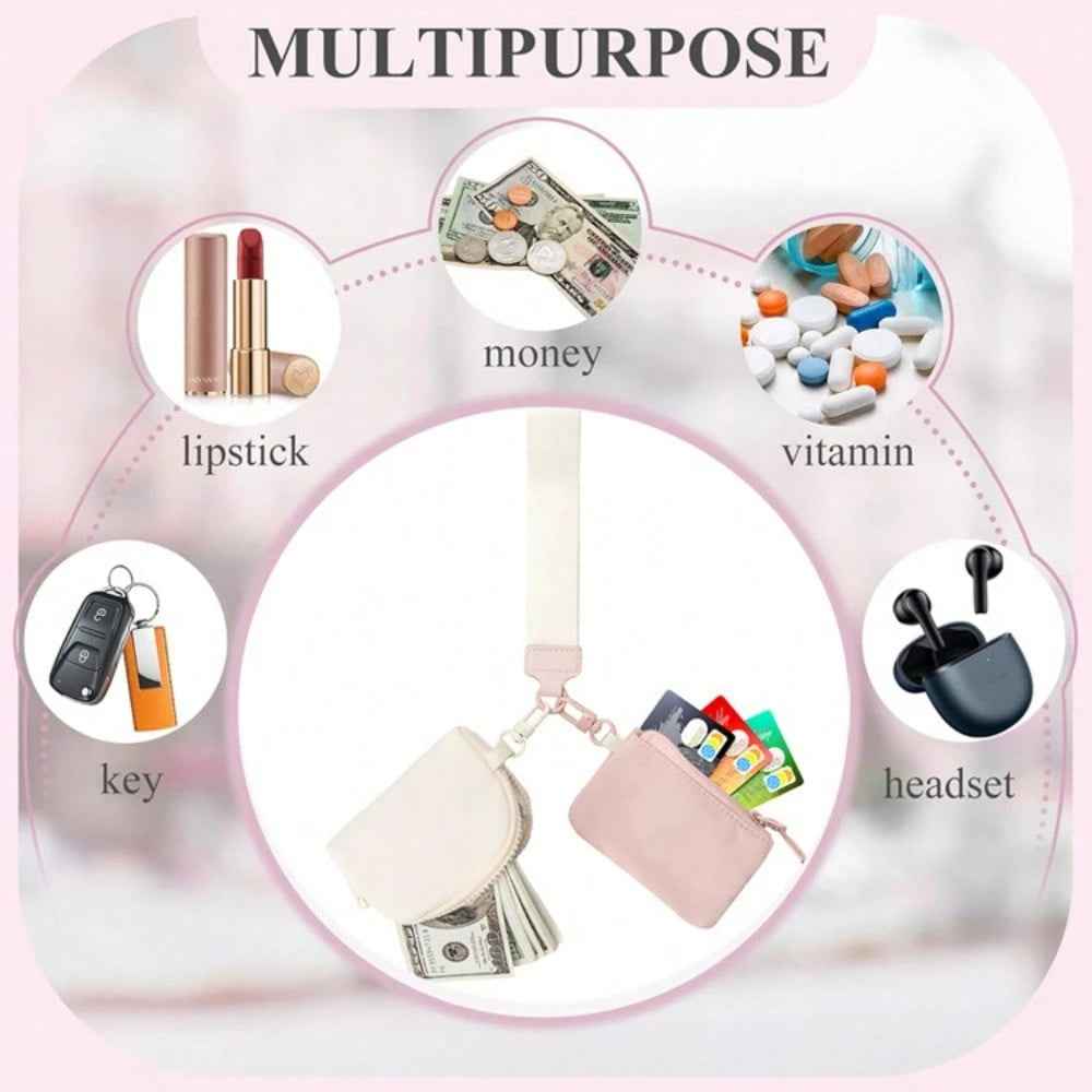 KeyChain Wallet Wristlet Wallets For Women Mini Zip Dual Pouch Wristlet
