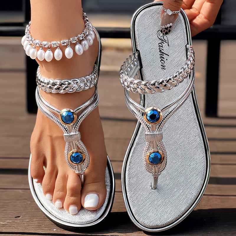 Floral Pattern Flip-Flops Comfortable Casual Summer Beach Slippers - Anklet Not Included