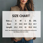 Size chart for Women's Retro Elegant Jacket, Color-Block Button Front Coat With Stand Collar For Casual And Formal Wear.
