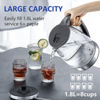 Electric Kettle Water Boiler 1.8L Wide Opening LED Light Auto Shut Off