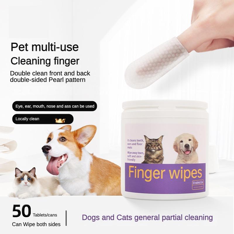 Pet Finger Wet Wipes For Dogs & Cats | Teeth Cleaning, Breath Freshener, Pack Of 50
