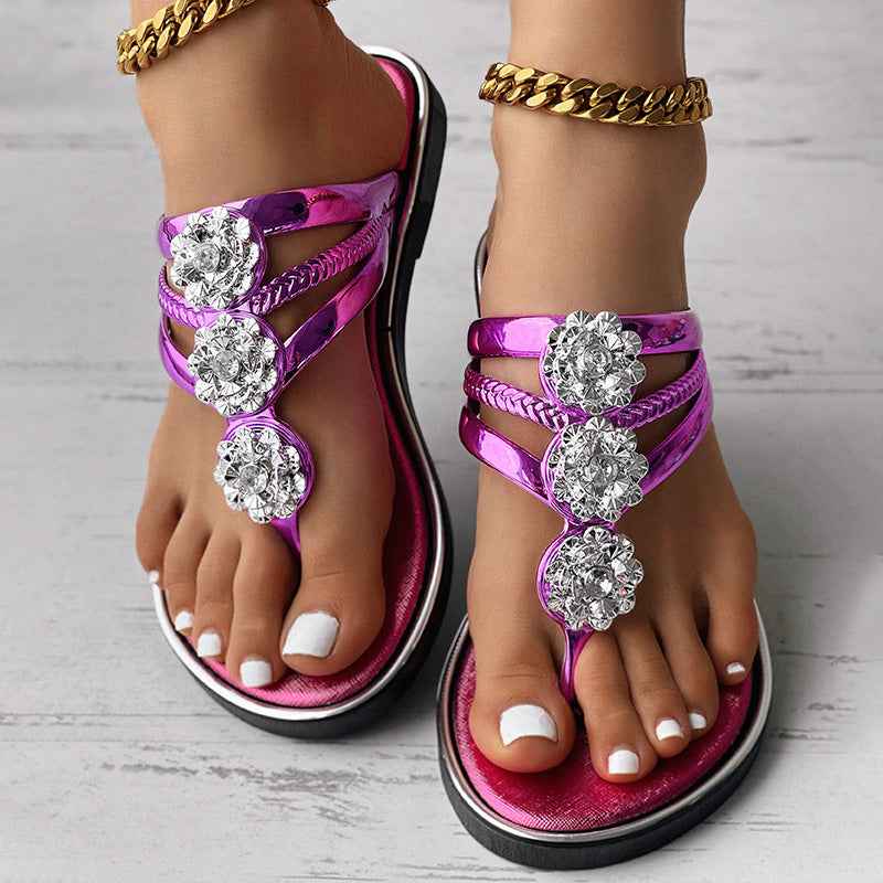 Floral Pattern Flip-Flops Comfortable Casual Summer Beach Slippers only Secondary image
