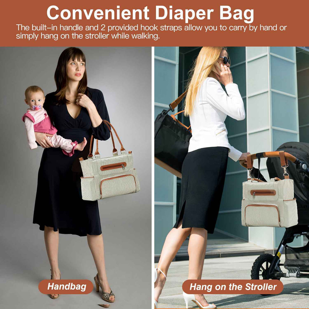 8Pcs Baby Nappy Diaper Bags Set For Mom Dad Mummy Handbags Multifunctional Diaper Changing Bags With Bottle Bag Mesh Bag Purse Diaper Pad 2 Burp Cloths 2 Hook Straps
