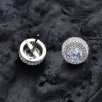 Hip Hop Wedding Zircon Stud Earrings Sparkling Unisex Daily Jewelry