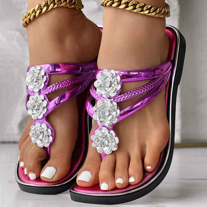 Floral Pattern Flip-Flops Comfortable Casual Summer Beach Slippers - Anklet Not Included