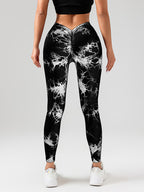 Tie Dye Slimming Yoga Leggings, High Stretch Casual Fitness Pants