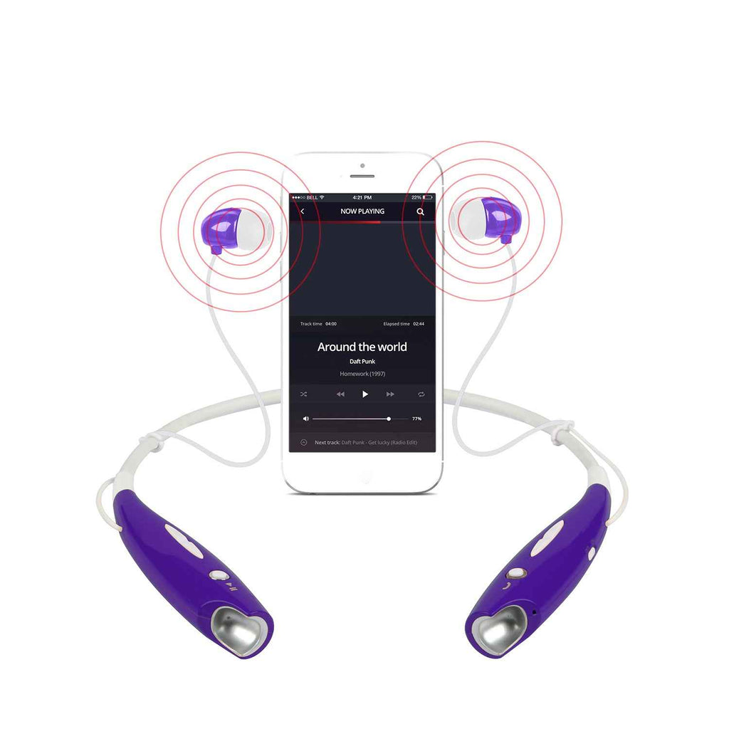 Wireless Sports Neckband Headphones Bluetooth 4.0, Lightweight Stereo Earbuds with Noise Cancellation, Long Battery Life, Hands-Free Calling, Multiple Colors