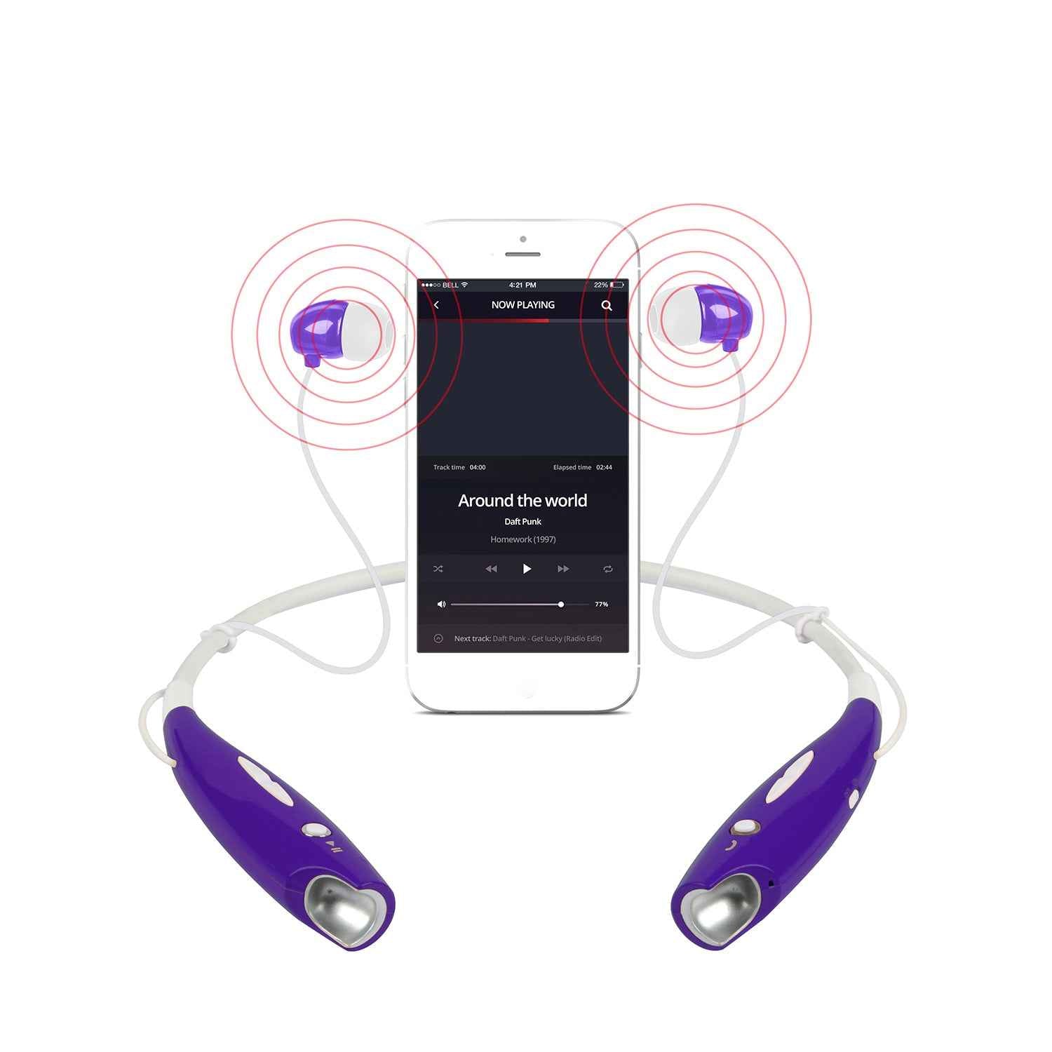 Wireless Sports Neckband Headphones Bluetooth 4.0, Lightweight Stereo Earbuds with Noise Cancellation, Long Battery Life, Hands-Free Calling, Multiple Colors