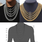 Stainless Steel Gold Silver Chain Cuban Curb Women, Men Necklace