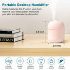 Portable USB Humidifier 220ml Cool Mist Small Humidifier for Home & Office