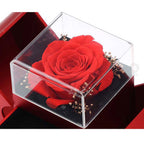 Red Apple Jewelry Box with Artificial Rose Gift for Her Chic Gift