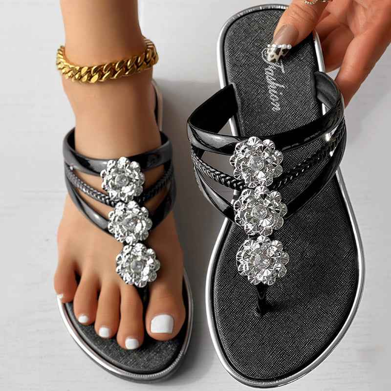 Floral Pattern Flip Flops, Comfortable And Casual Summer Beach Slippers