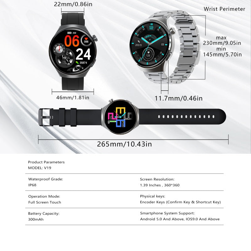 SENBONO V19 Business Men Smart Watch Answer Call Heart Rate
