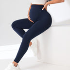 Women's Maternity Leggings Over The Belly Pregnancy Yoga Pants Active Wear Workout Leggings in navy color.