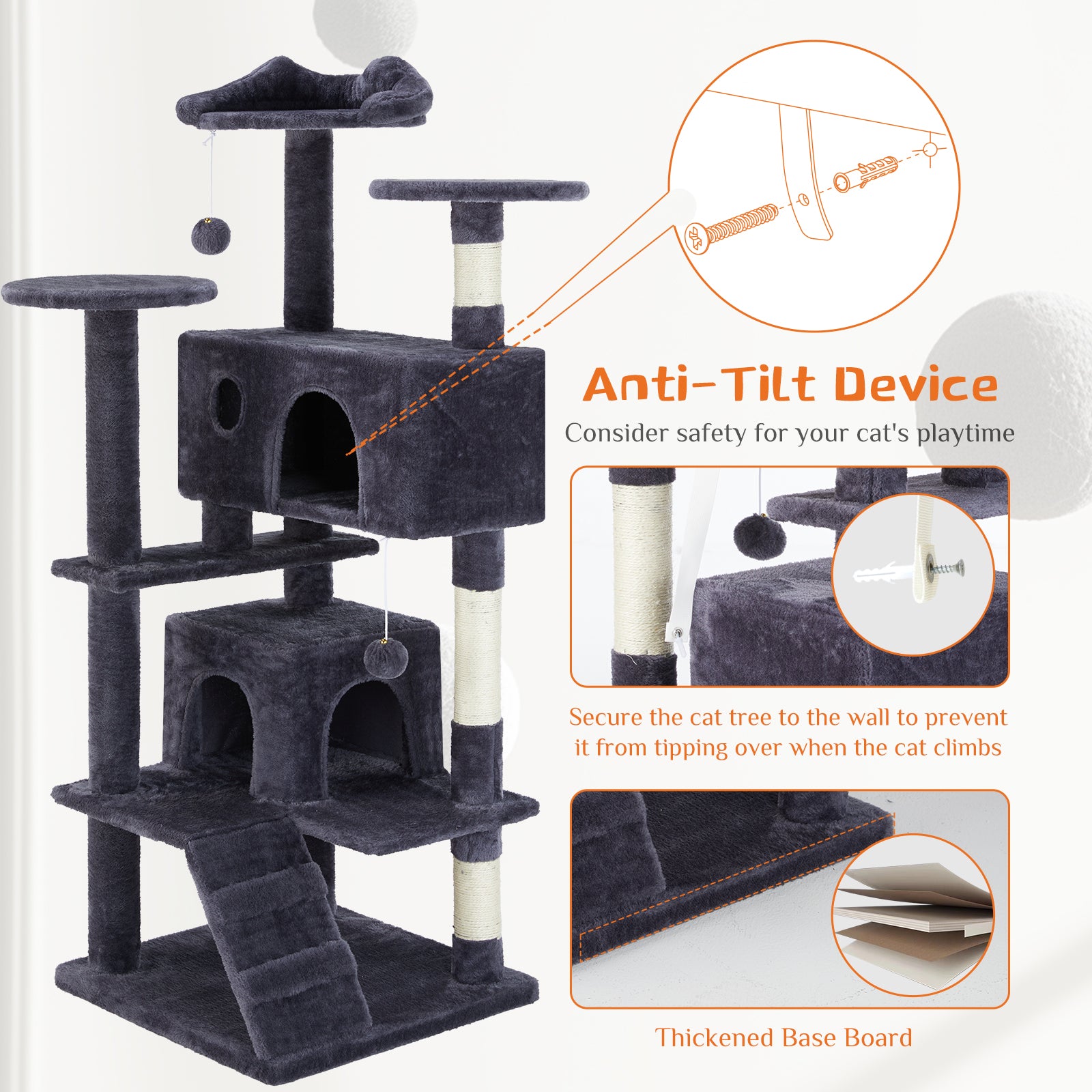 Multi Functional Cat Treehouse Cat Climbing Frame for Indoor Cats