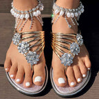 Floral Pattern Flip Flops Comfortable Casual Summer Beach Slippers