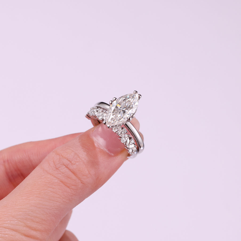 Fashionable Men's And Women's Ring, Jewelry Set With Moissanite, Sterling Silver, Platinum-plated