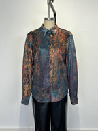 Women's Retro Boho Floral Shirt - Button Down Long Sleeve Blouse Top