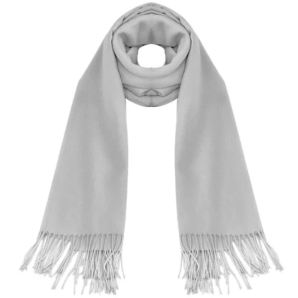 Mens Womens Oversize Cashmere Wool Shawl Wraps Blanket Winter in light gray with braided tassels for cozy comfort.