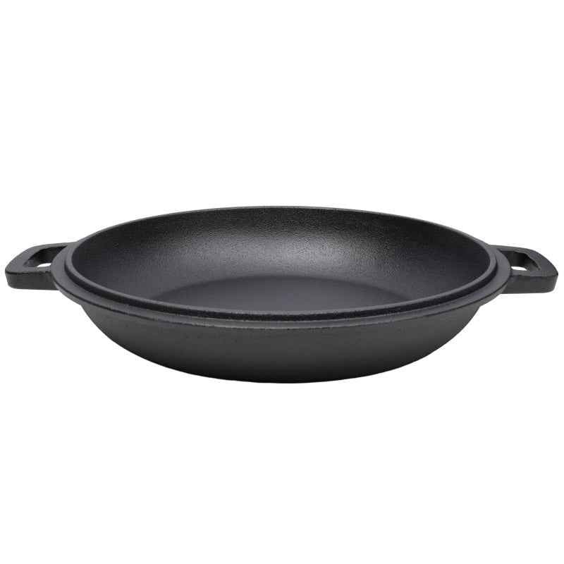 One In One Pre Seasoned Cast Iron Dutch Oven With Dual Handles, Outdoor Camping Deep Pot, With 2 Silicone Handle Covers, Banned Platform Temu