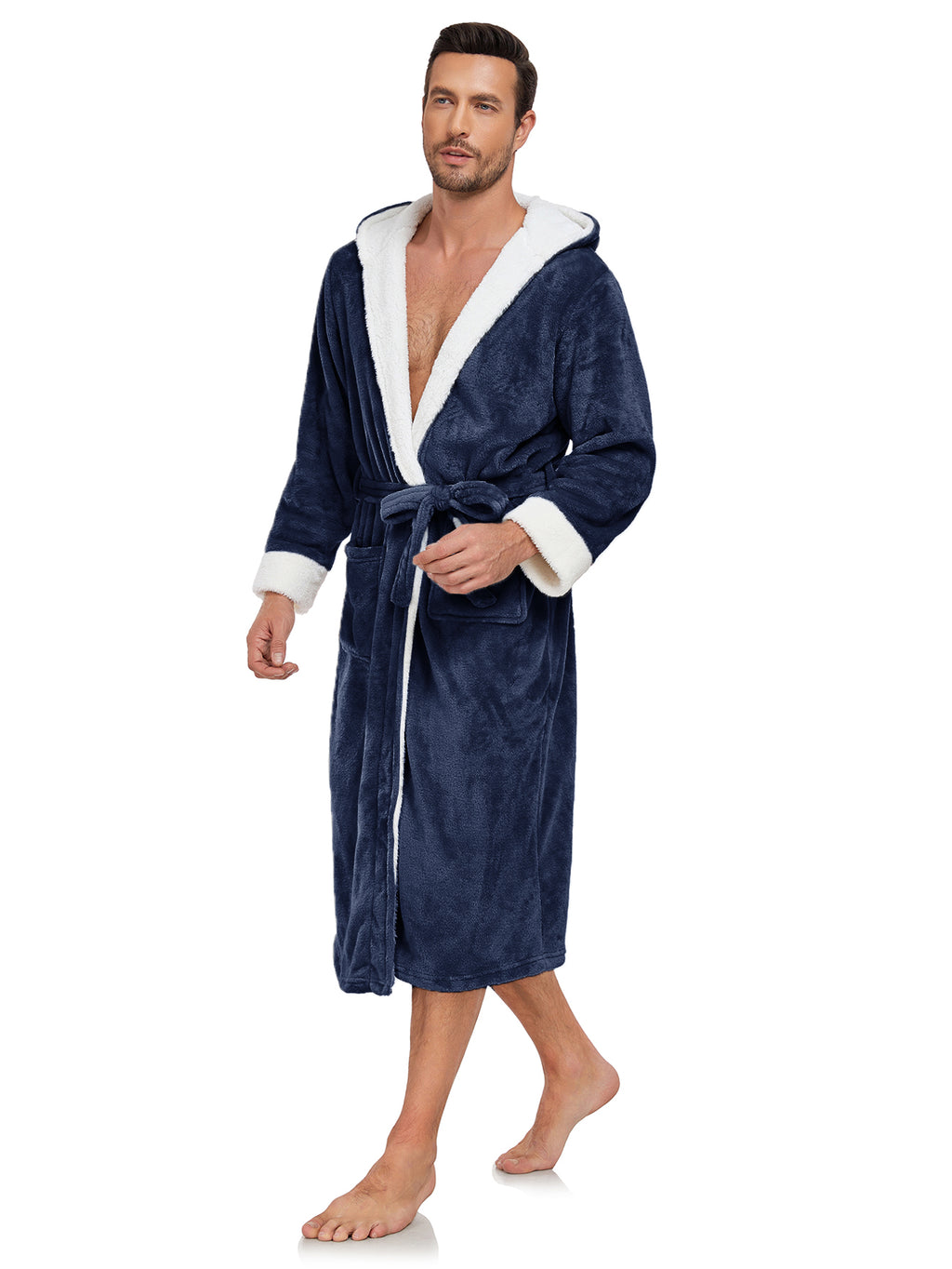RONGTAI Ladies Long Fleece Bathrobe 300GSM Brushed Flannel