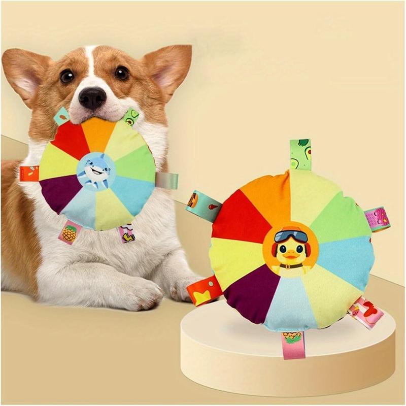 Plush Pet Dog Flying Discs Chew Toys Interactive Tug Bells Inside