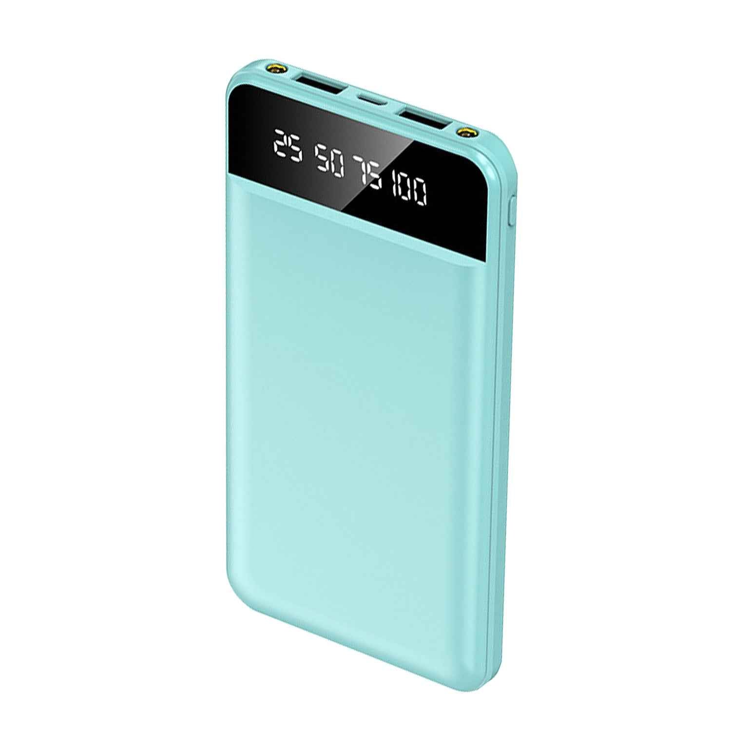 10,000mAh Portable Power Bank, Dual USB Output, Slim Travel Charger with LED Display & Emergency Flashlight, Universal Compatibility