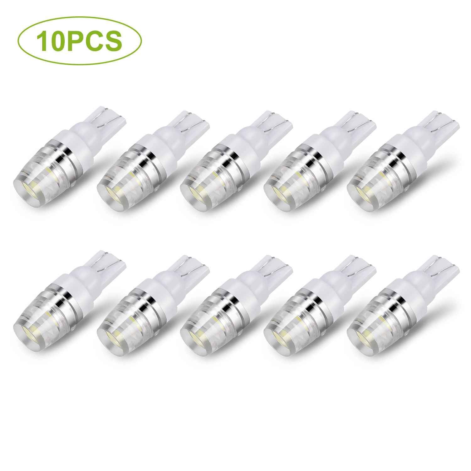 10PCS T10 LED Bulbs 6000K White for Interior & License Lights