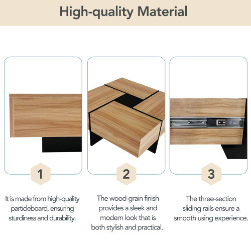 Unique Design Coffee Table With 4 Hidden Storage Compartments UV Gloss
