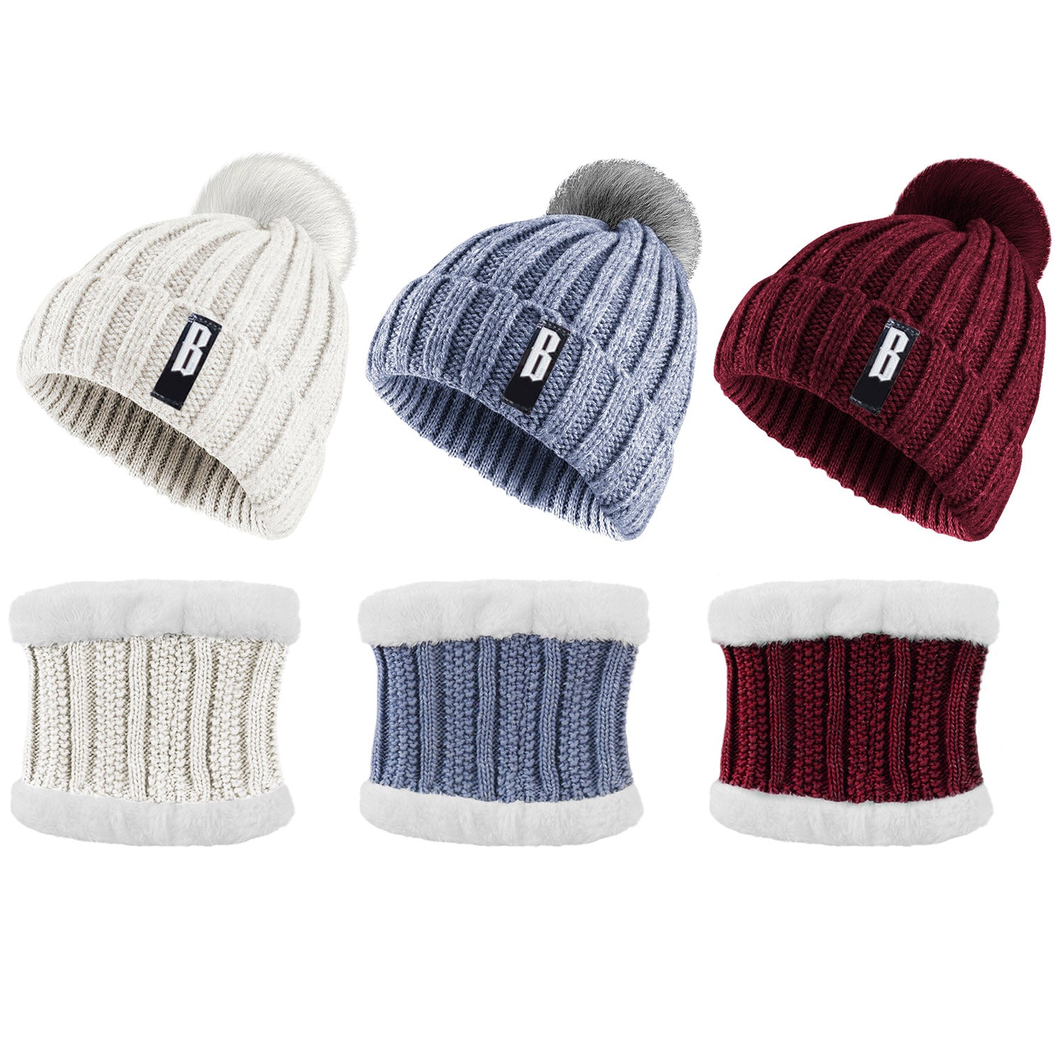 Winter Beanie Hat Scarf Set Women Warm Neck Warmer Secondary image