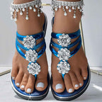 Floral Pattern Flip-Flops Comfortable Casual Summer Beach Slippers - Anklet Not Included