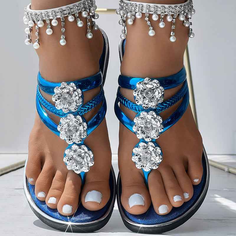 Floral Pattern Flip-Flops Comfortable Casual Summer Beach Slippers - Anklet Not Included