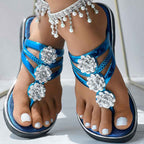 Floral Pattern Flip-Flops Comfortable Casual Summer Beach Slippers - Anklet Not Included