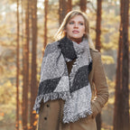 1Pc Women Winter Warm Scarf 74.8x25.6In Long Soft Knitted Shawl Extra Thick Plaid Blanket Wrap Cape in outdoor setting.