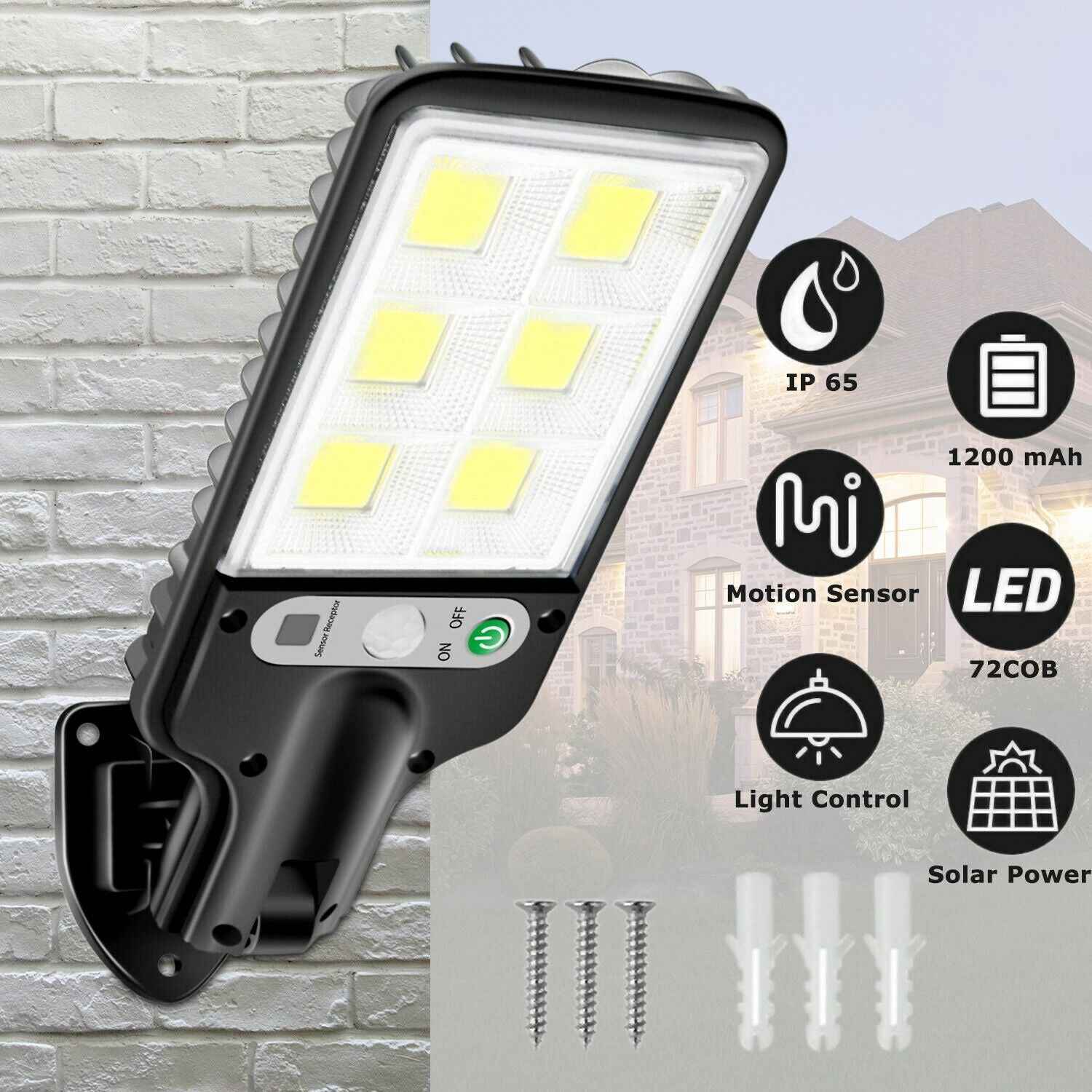 LED Solar Motion Sensor Light Bright Garden Outdoor Street Wall Lamp Solar Wall Lamp Lights Outdoor Road Lamp For Garden, Yard, Garage, Path Main image