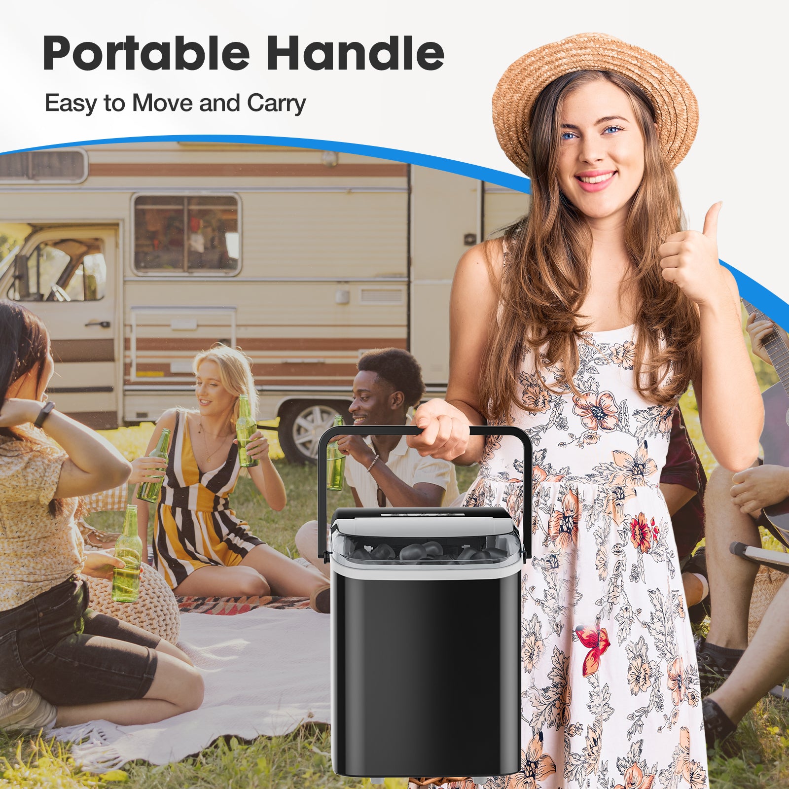 Portable Ice Maker Compact Countertop Delivers 6 Ice Cubes In 9 Minutes