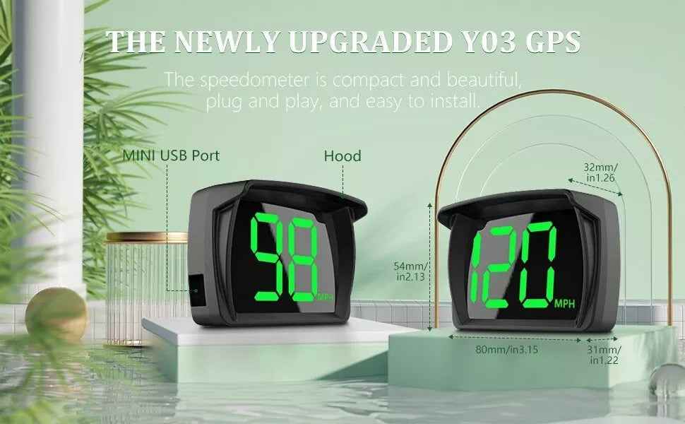 2024 New HUD Car Head-up Display MPH Speed Display 3-inch Multi-function LCD MPH Dashboard