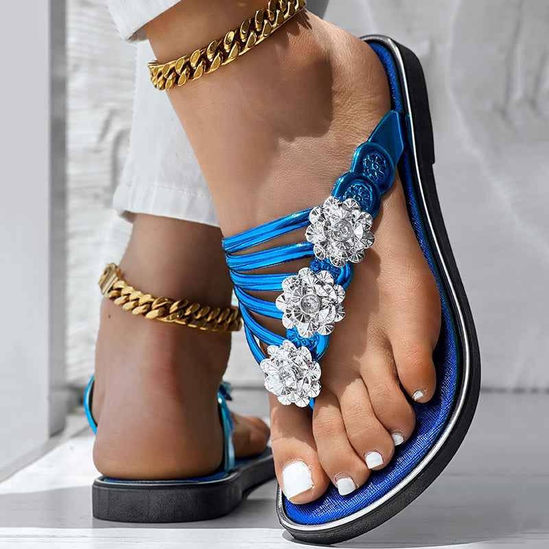 Floral Pattern Flip Flops Comfortable Casual Summer Beach Slippers