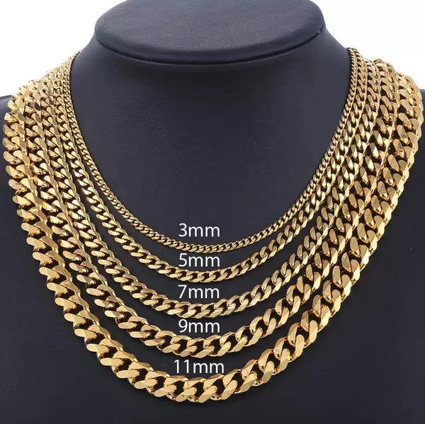 Stainless Steel Gold Silver Chain Cuban Curb Women, Men Necklace